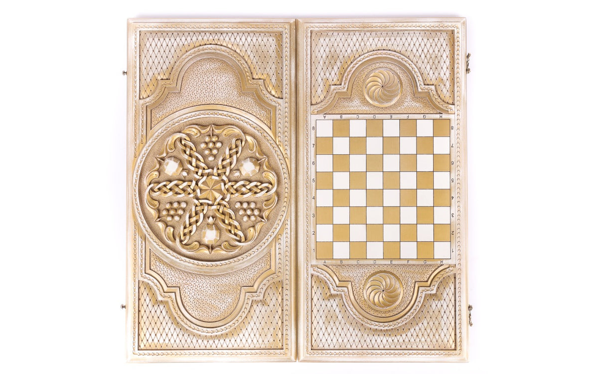 Handmade Wooden Backgammon Set with Pomegranates and Grapes, 60 cm - photo 7