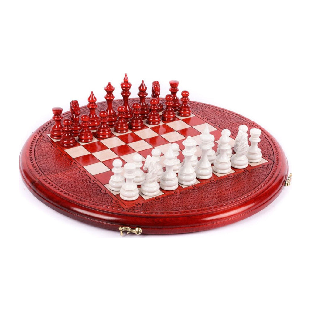 Handmade Wooden Circular Chess Set, 40 cm (Model 21554)