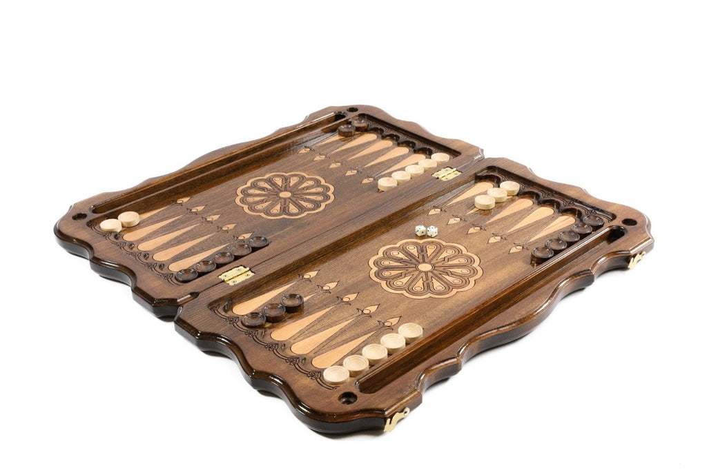 Handmade Wooden Backgammon Set with Rococo Pattern, 60 cm - photo 4
