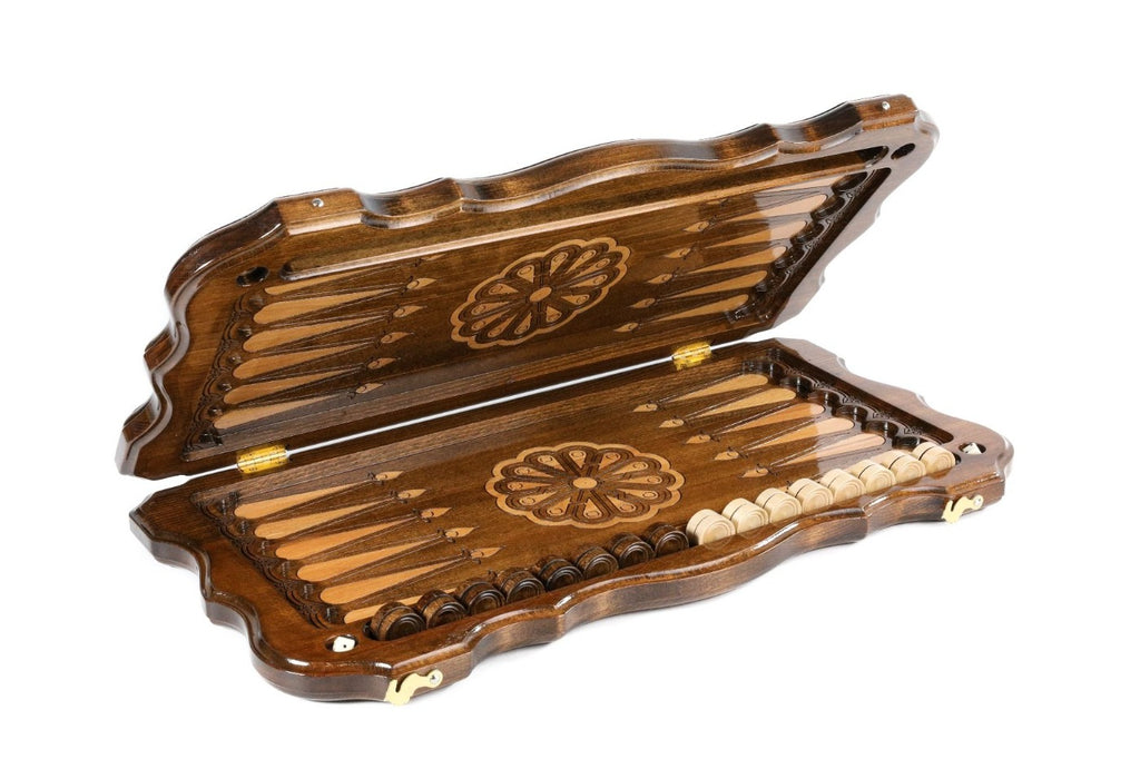 Handmade Wooden Backgammon Set with Rococo Pattern, 60 cm - photo 10