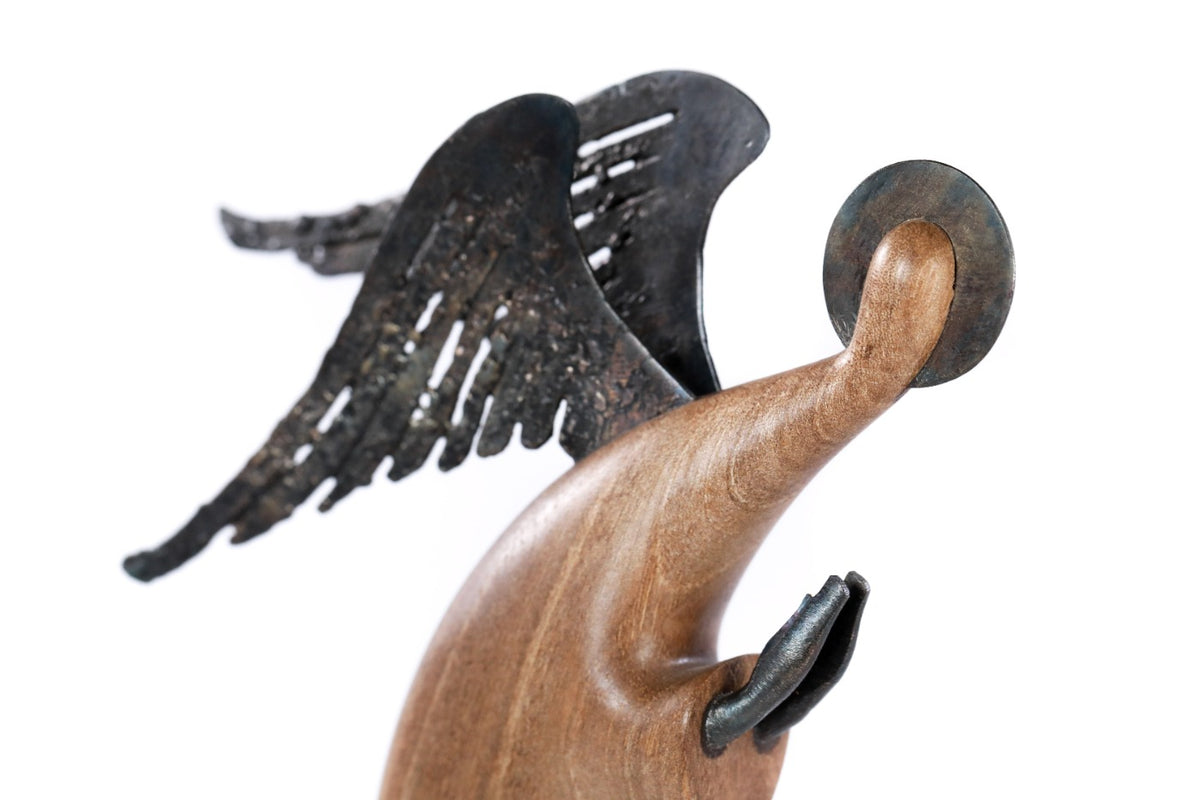 Walnut Wood Angel Sculpture
