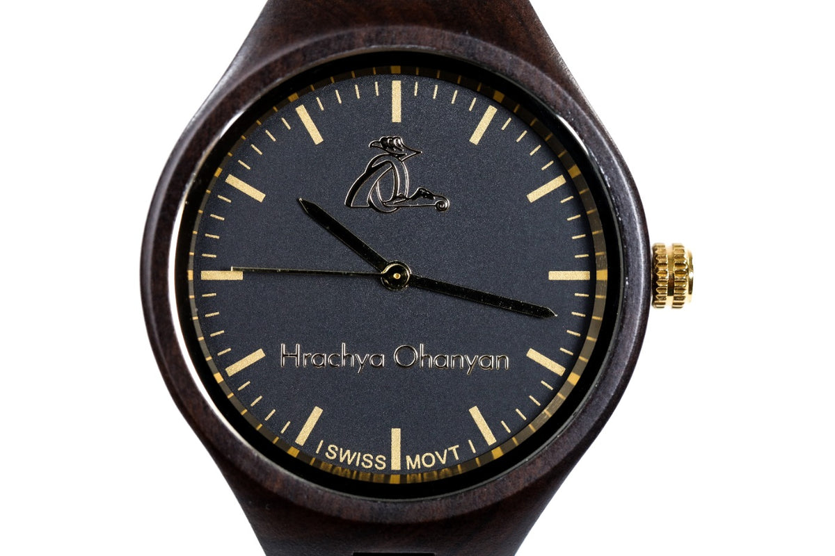 Reloj de pulsera de madera negro para mujer