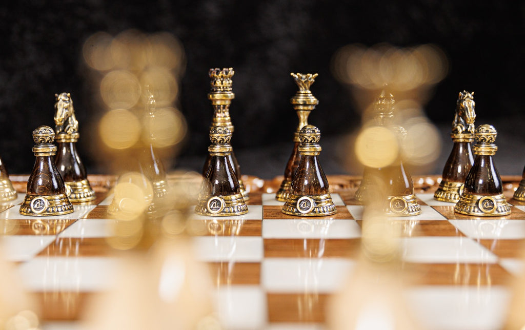 Epoxy Chess Set with Backgammon Board