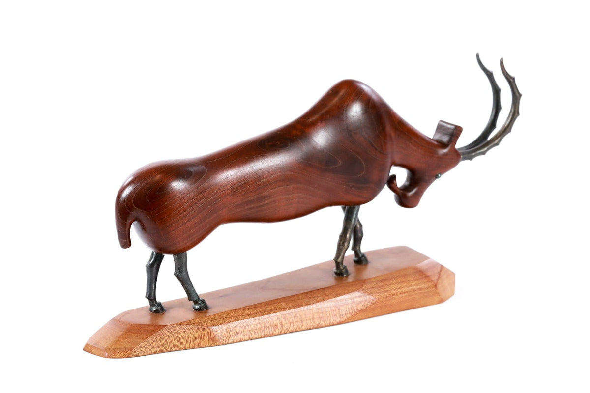 Wood Goat Sculpture