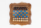 Juego de ajedrez y backgammon de nogal: incrustación de resina epoxi