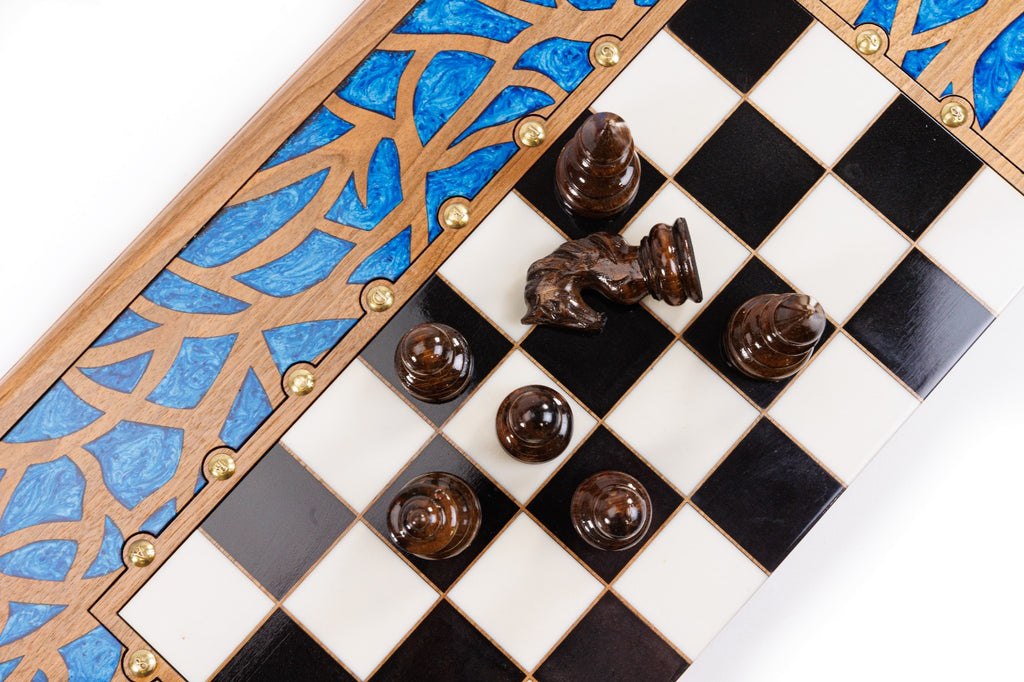 Chess & Backgammon Set: Epoxy Tree Design