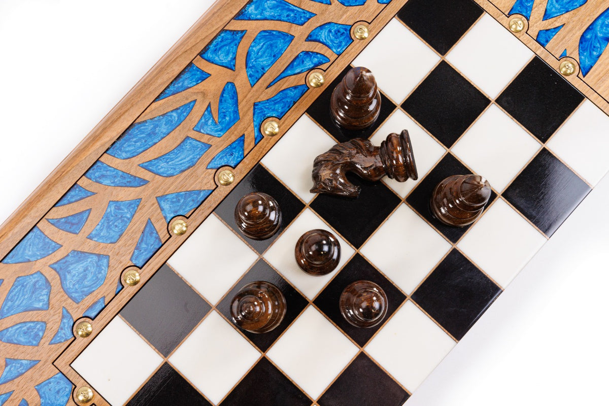 Chess & Backgammon Set: Epoxy Tree Design