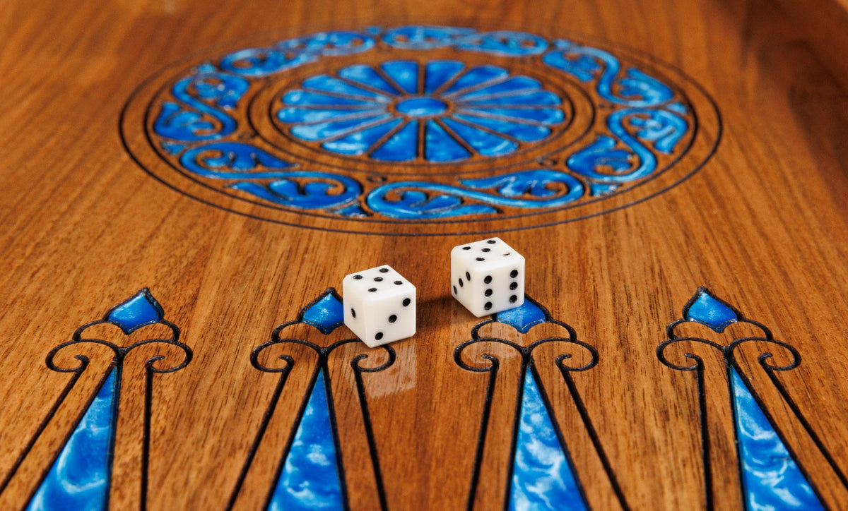 Walnut Chess & Backgammon Set with Tree Design