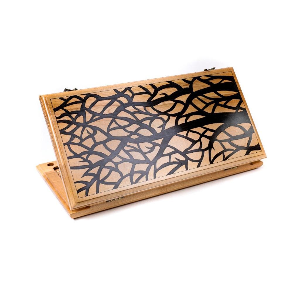 Two-Sided Backgammon Set with Epoxy Tree of Life, 60 cm