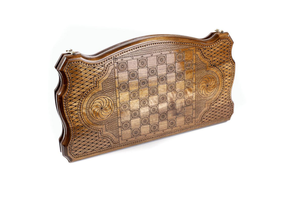 Walnut Backgammon Set with Armenian Coat of Arms, 60 cm (Model 12319) – Foto 4