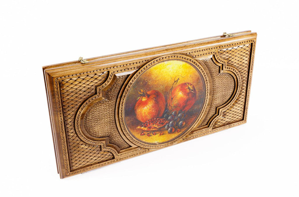 Walnut Backgammon Set with Pomegranate Oil Painting, 60 cm (Model 12203) – photo 10