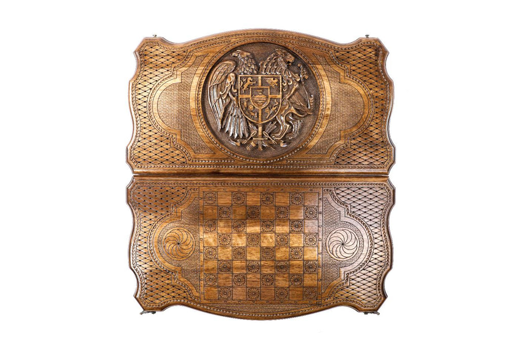 Walnut Backgammon Set with Armenian Coat of Arms, 60 cm (Model 12319) – photo 6