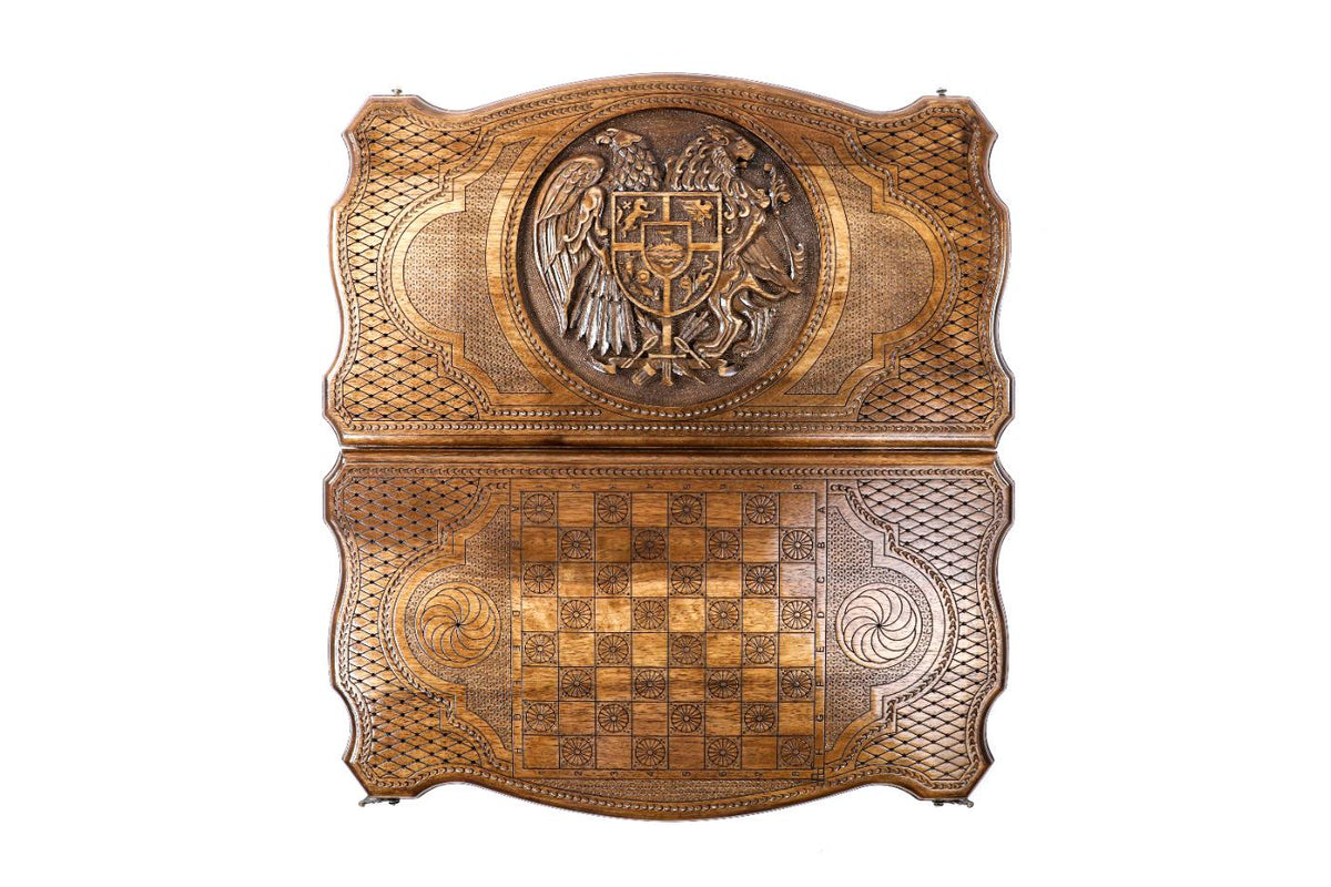 Walnut Backgammon Set with Armenian Coat of Arms, 60 cm (Model 12319) – Foto 6