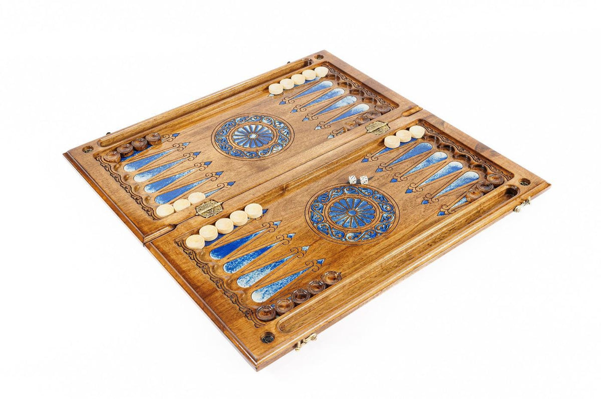 Walnut Backgammon Set with Pomegranate Oil Painting, 60 cm (Model 12203) – Foto 5