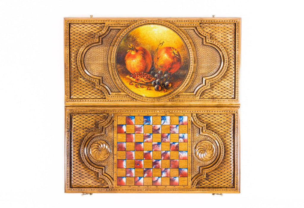 Walnut Backgammon Set with Pomegranate Oil Painting, 60 cm (Model 12203) – photo 6