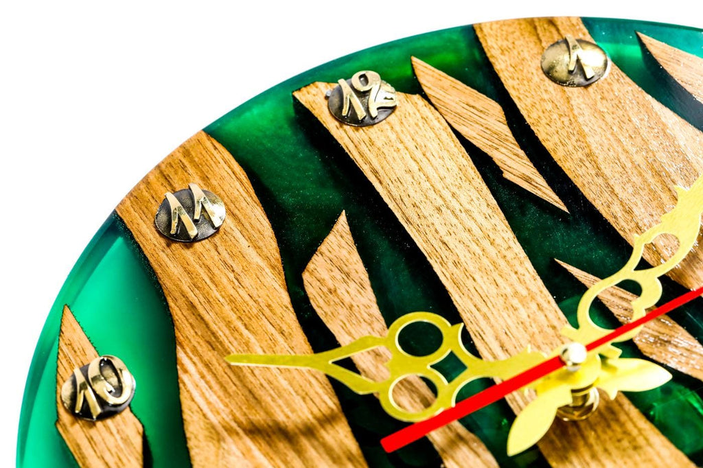 Walnut Wall Clock with Emerald Epoxy (Model 41328) – photo 7