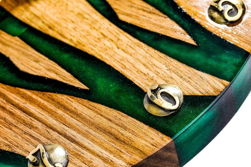 Walnut Wall Clock with Emerald Epoxy (Model 41328) – photo 9