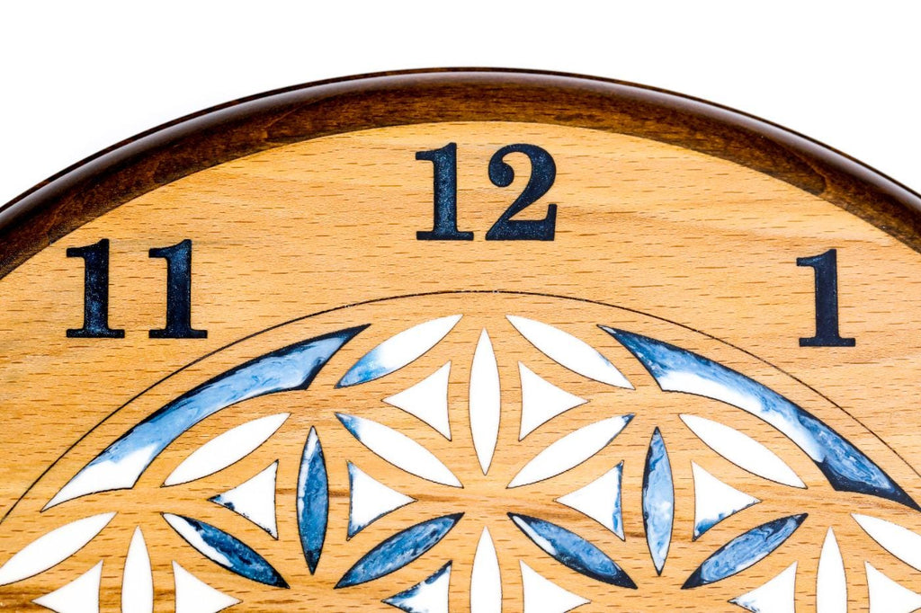 Wooden Wall Clock with Armenian Ornament & Blue Epoxy (Model 41321) – photo 8