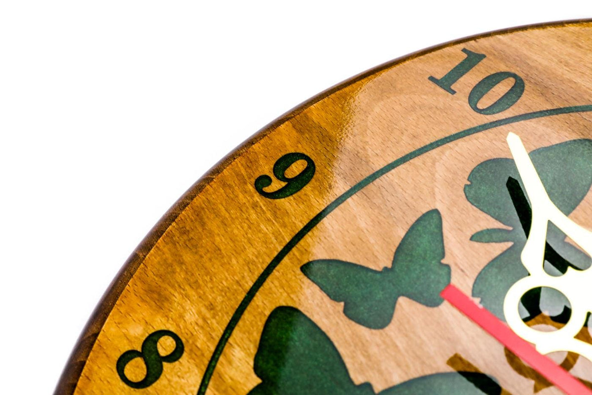 Wooden Wall Clock with Green Butterflies (Model 41319green) – photo 5