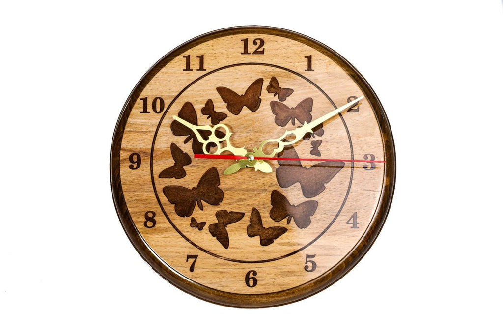 Wooden Wall Clock with Brown Butterflies (Model 41319brown) – photo 3