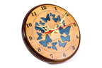 Wooden Wall Clock with Blue Butterflies, 30 cm