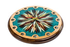 Wooden Wall Clock with Ornamental Starburst & Turquoise Epoxy, 30 cm – photo 4