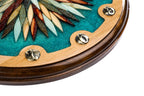 Wooden Wall Clock with Ornamental Starburst & Turquoise Epoxy, 30 cm – photo 6