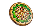 Wooden Wall Clock with Ornamental Starburst & Green Epoxy, 35 cm