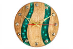 Walnut Wall Clock with Teal Epoxy River (Model 41328stone) – photo 5