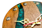 Walnut Wall Clock with Teal Epoxy River (Model 41328stone) – photo 4
