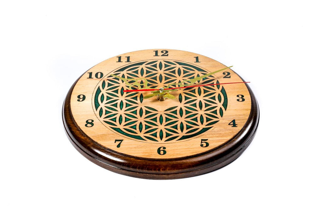 Wooden Wall Clock with Armenian Ornament & Green Epoxy (Model 41321-3) – photo 4