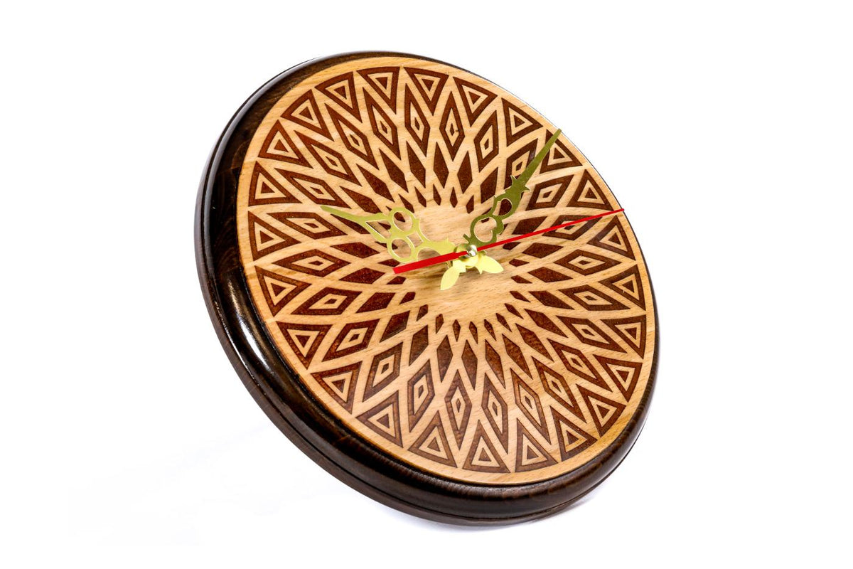 Wooden Wall Clock with Geometric Armenian Ornament (Model 41321-2)