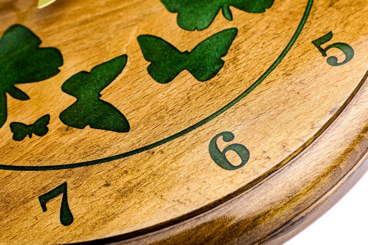 Wooden Wall Clock with Green Butterflies (Model 41319green) – photo 7