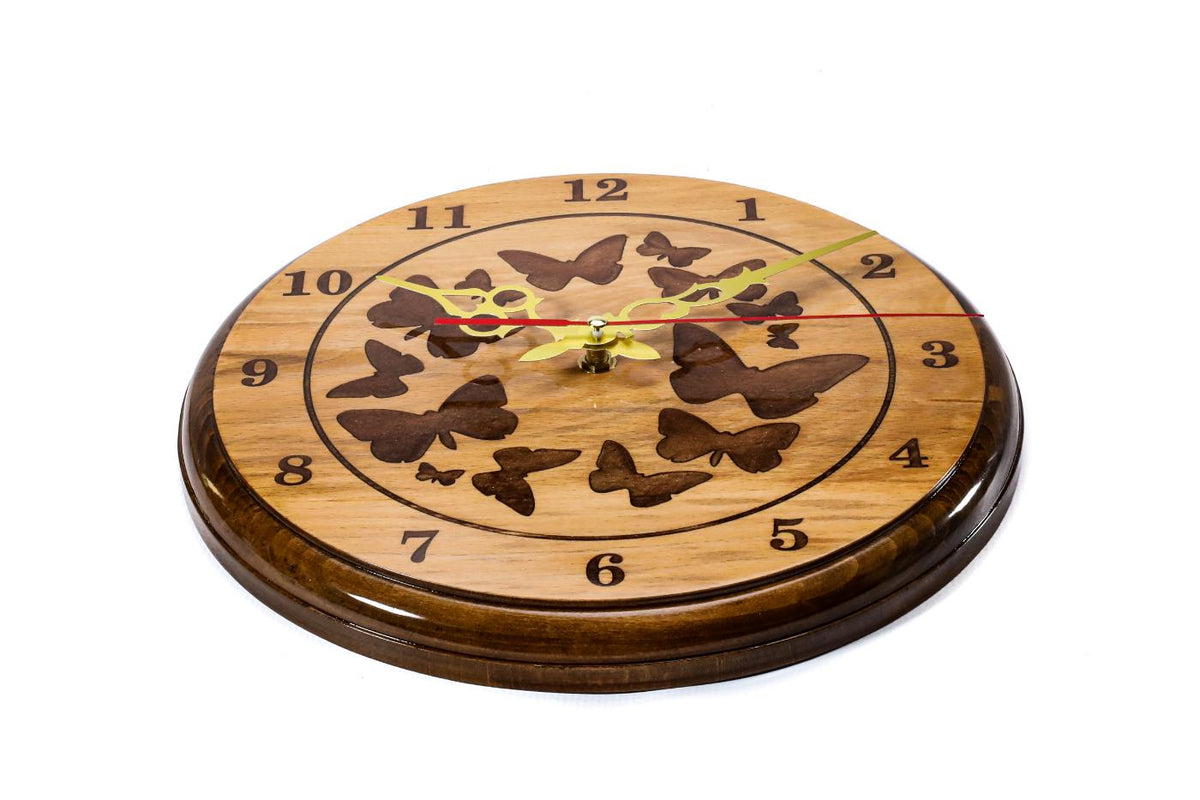 Wooden Wall Clock with Brown Butterflies (Model 41319brown) – photo 4