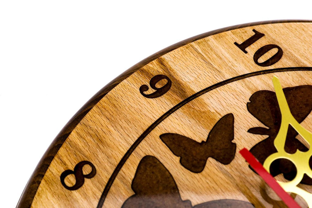 Wooden Wall Clock with Brown Butterflies (Model 41319brown) – photo 6