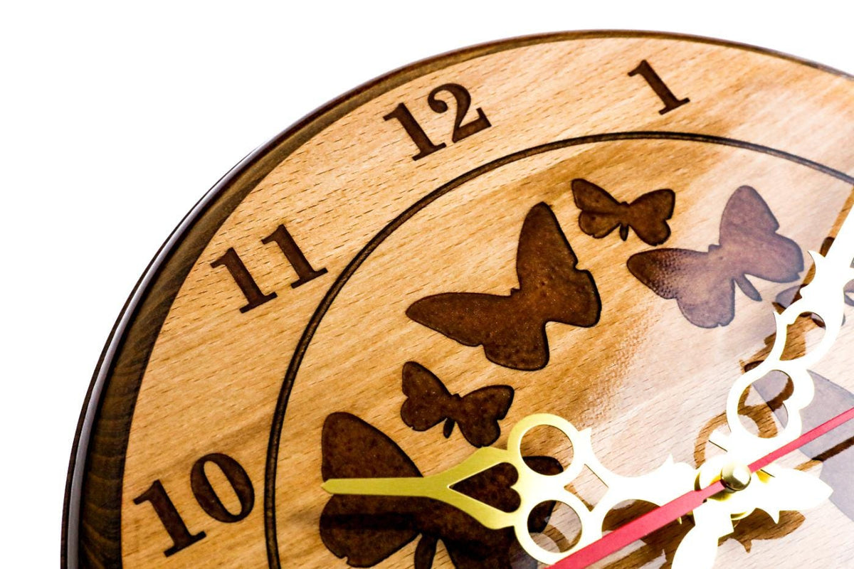 Wooden Wall Clock with Brown Butterflies (Model 41319brown) – photo 8