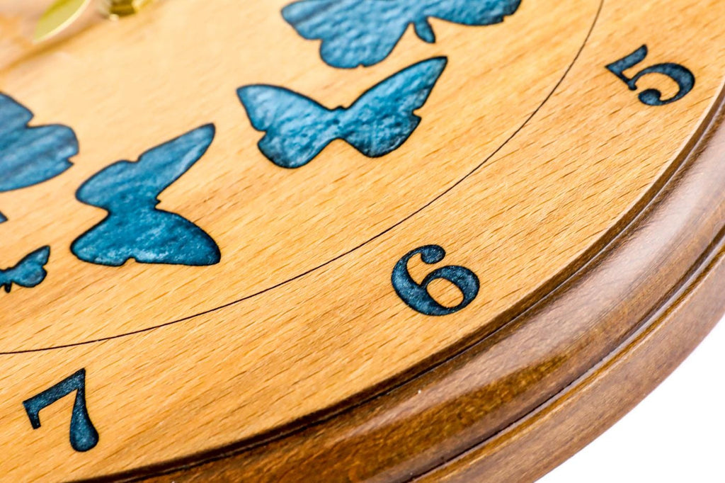 Wooden Wall Clock with Blue Butterflies, 30 cm – photo 5