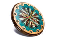 Wooden Wall Clock with Ornamental Starburst & Turquoise Epoxy, 30 cm