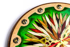 Wooden Wall Clock with Ornamental Starburst & Green Epoxy, 35 cm – photo 5