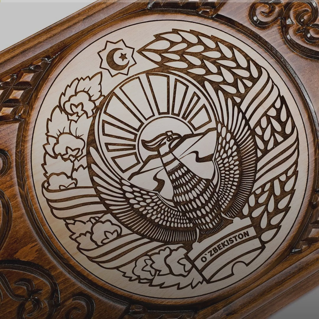 Backgammon Set with Uzbekistan Coat of Arms, 60 cm – video