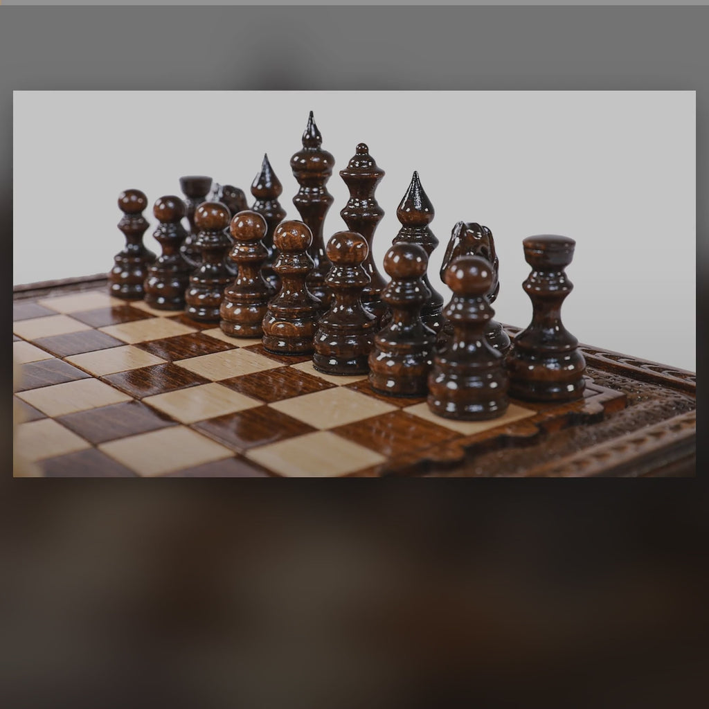 Mini Chess Set video: handmade, with free personal engraving