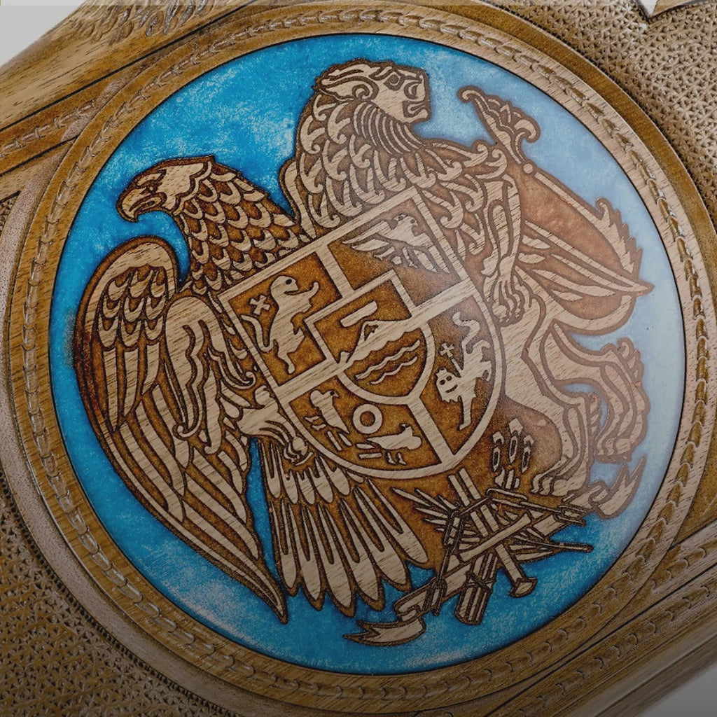 Walnut Backgammon Set with Armenian Coat of Arms, World Map & Ararat, 60 cm – video