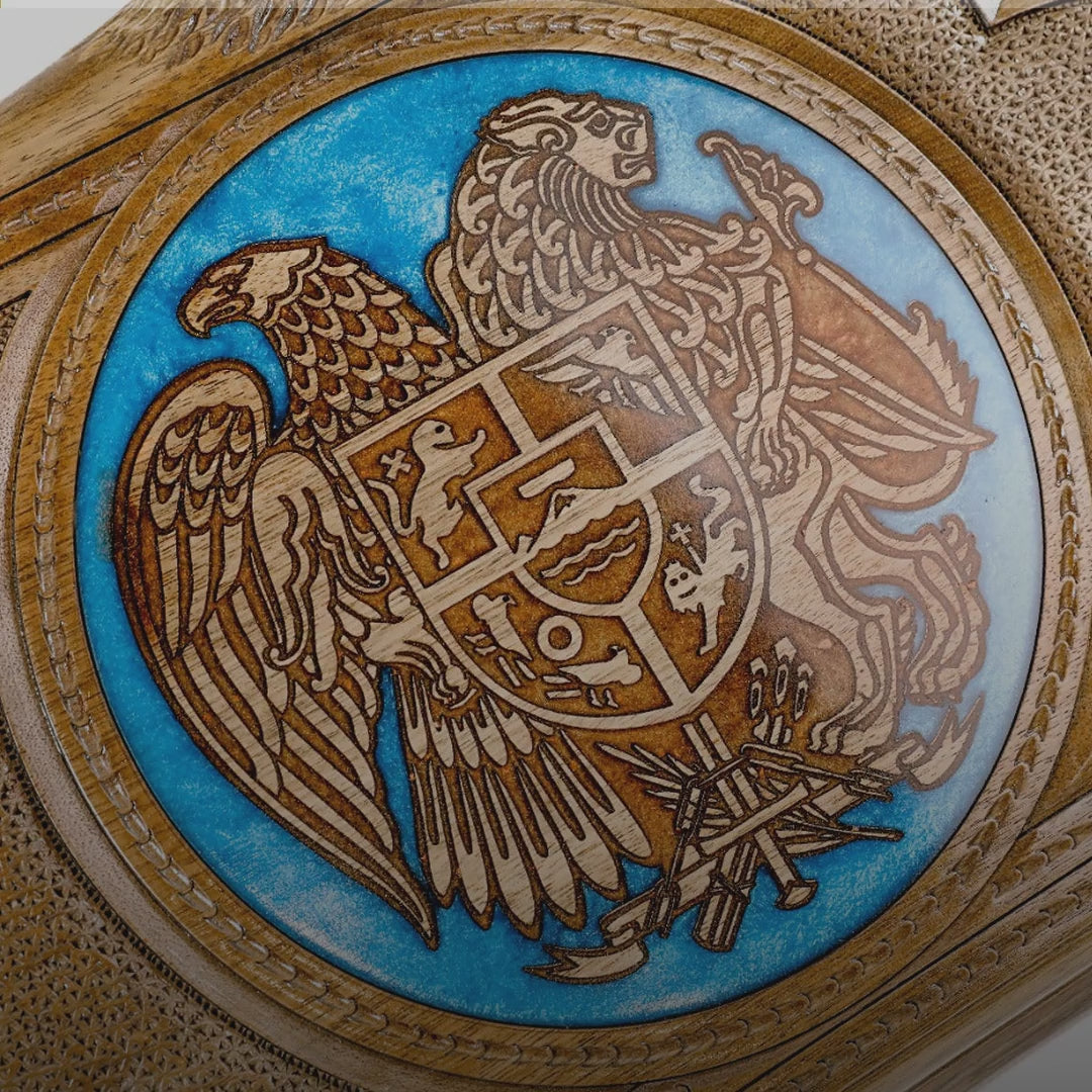 Walnut Backgammon Set with Armenian Coat of Arms, World Map & Ararat, 60 cm – video