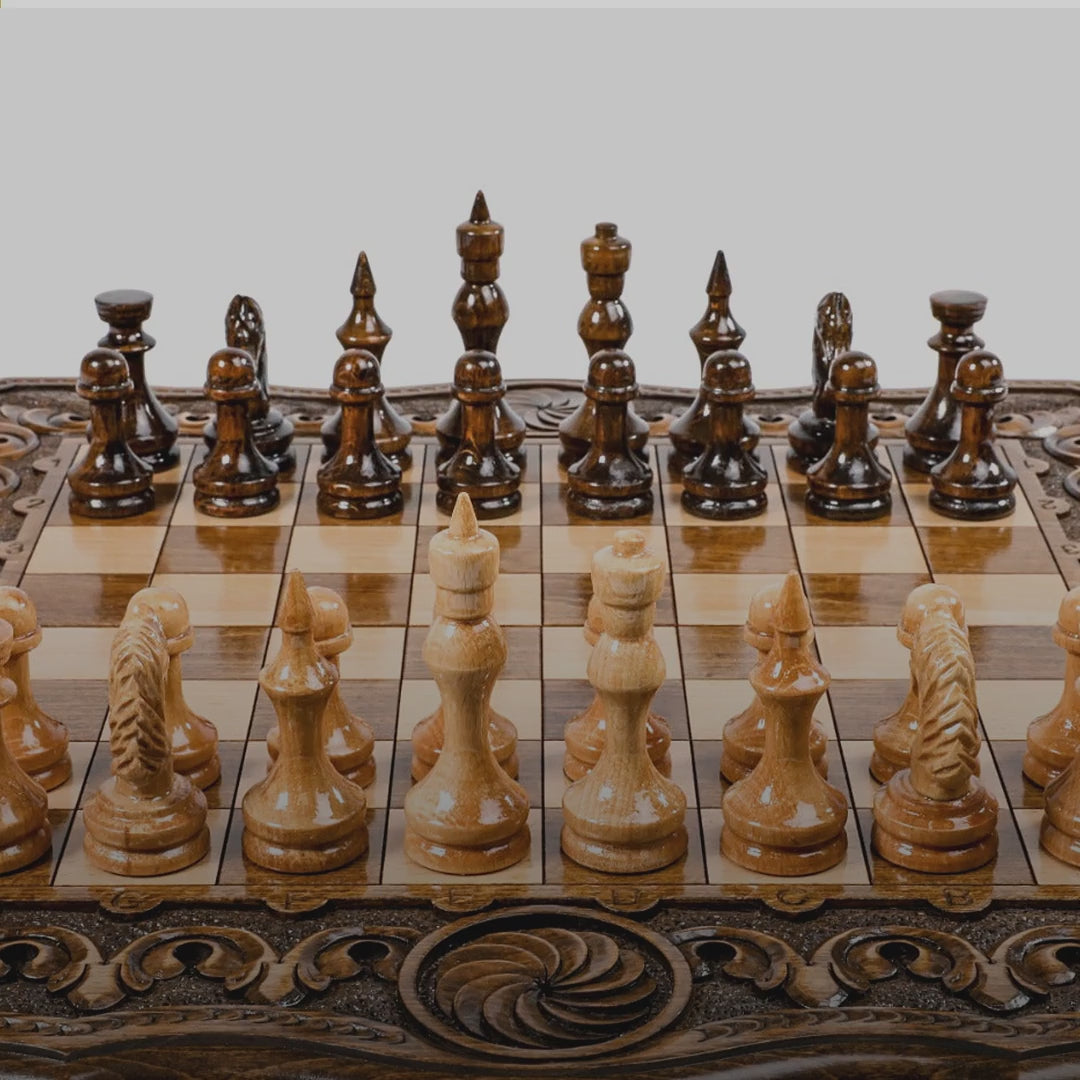 Chess & Backgammon Set with Armenian Ornament, 50 cm – video