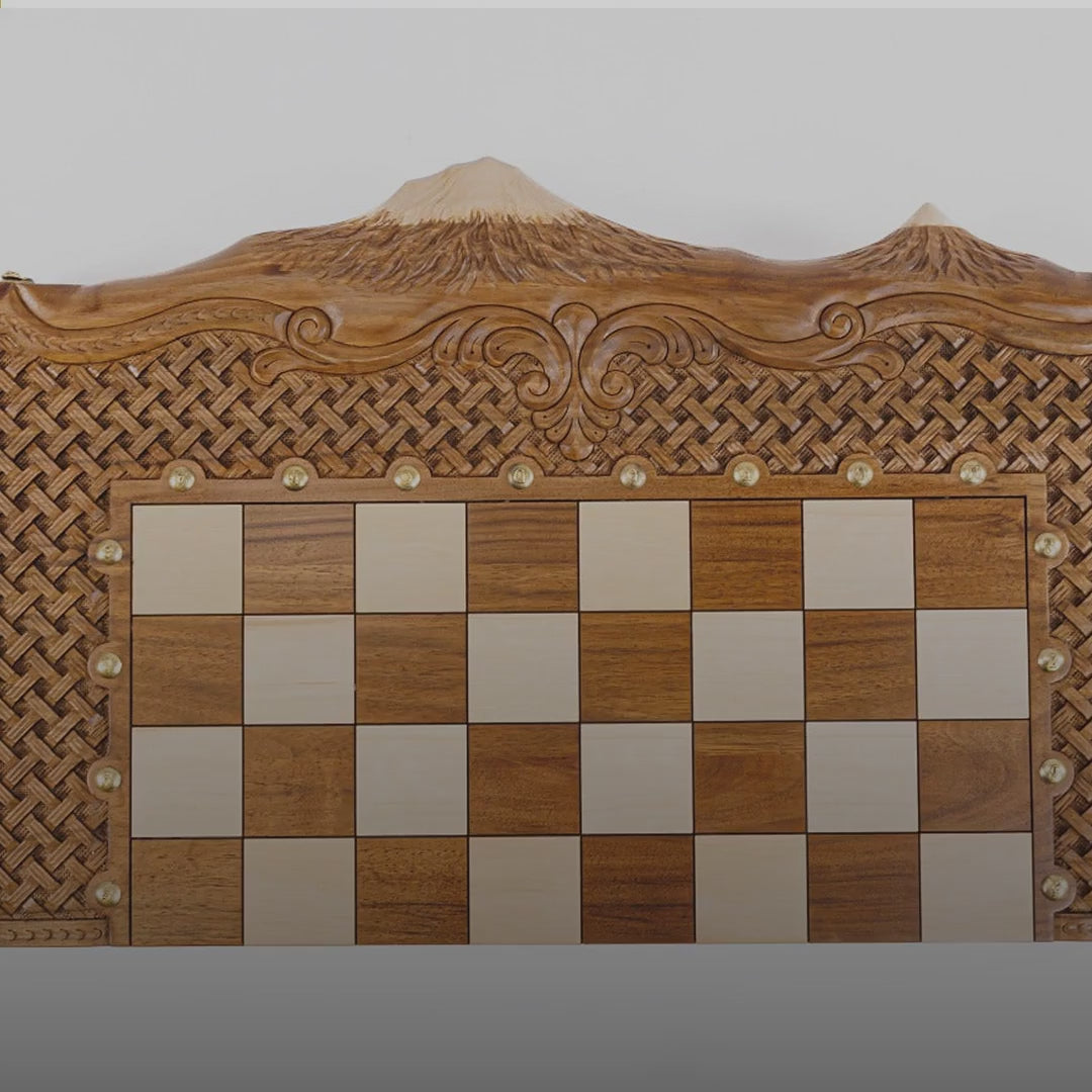 Walnut Chess & Backgammon Set with Braid Ornament & Ararat, 60 cm – video