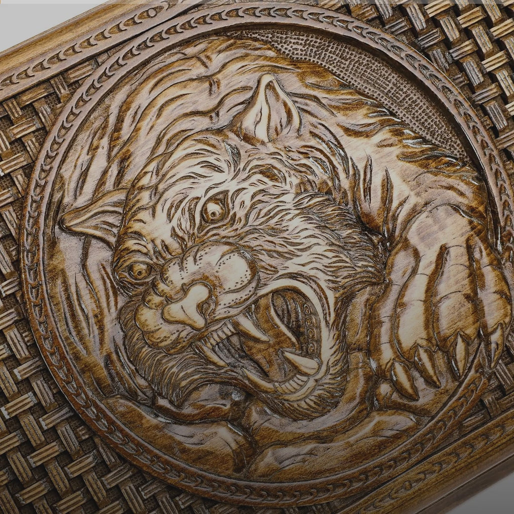 Tiger-Octagon Backgammon Set video: handmade, with free personal engraving