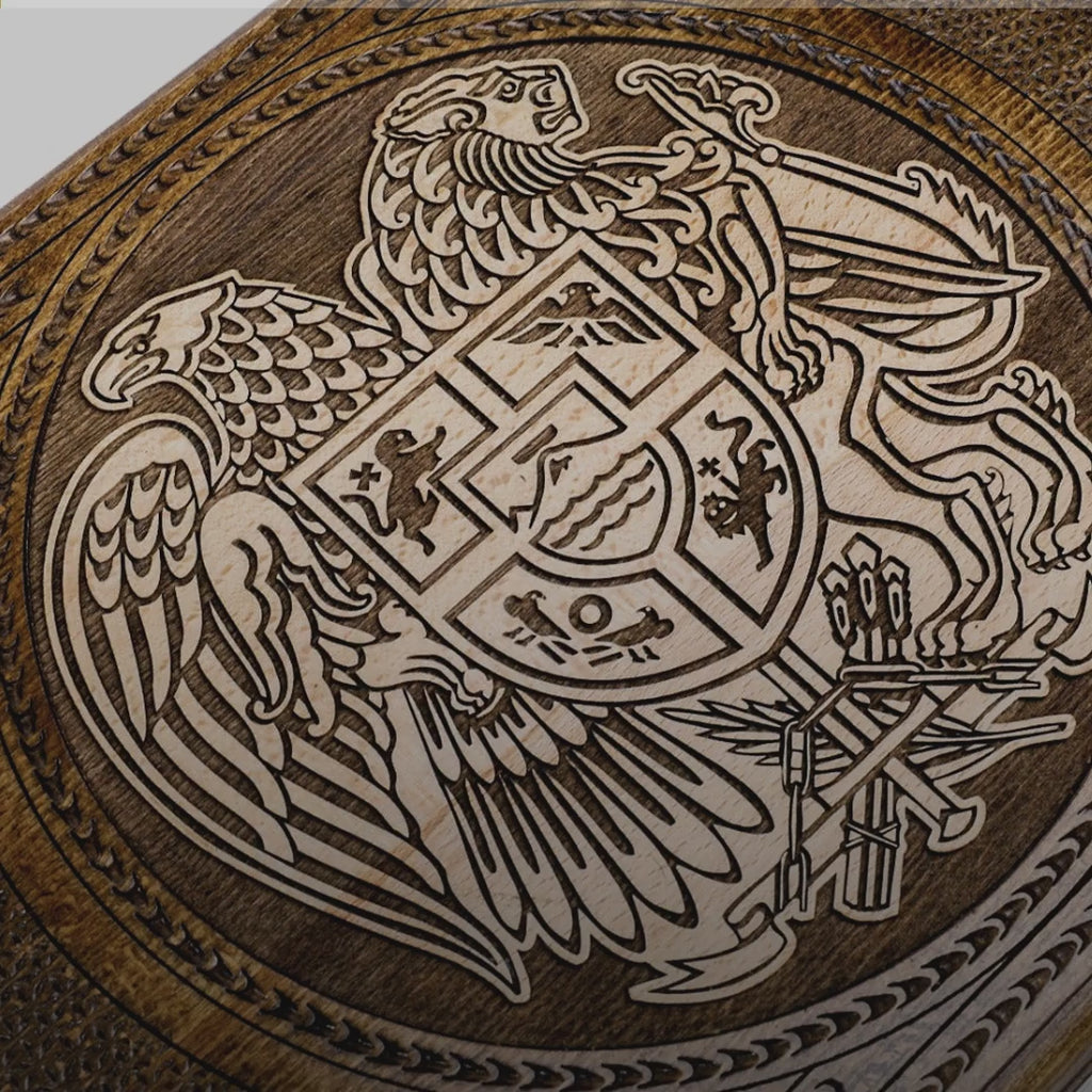 Two-Sided Backgammon Set with Armenian & Artsakh Coats of Arms, 60 cm – video