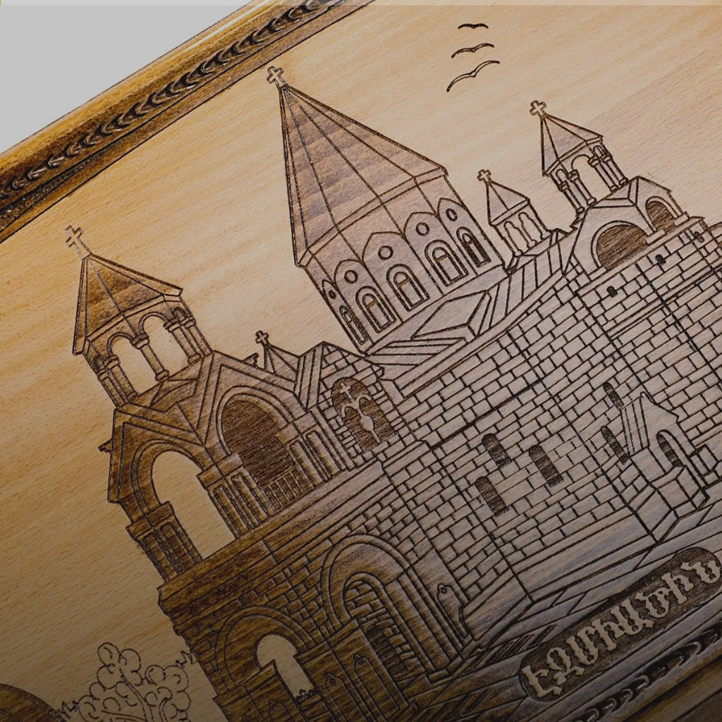Backgammon Set with Etchmiadzin Cathedral, 60 cm – video