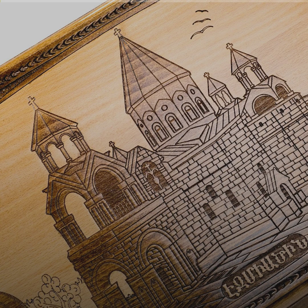 Backgammon Set with Etchmiadzin Cathedral, 60 cm – video