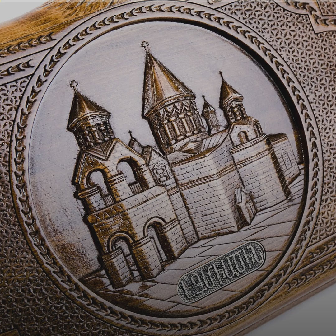 Backgammon Set with Etchmiadzin Cathedral & Ararat, 50 cm – video